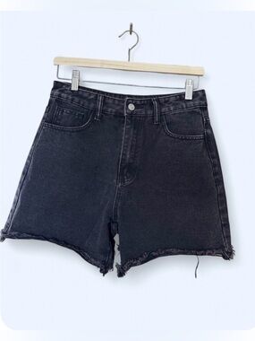 High-Rise Black Denim Women's Shorts